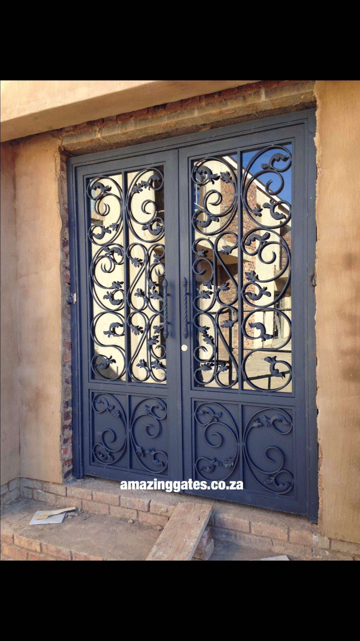 wrought iron glass doors with scrolls available now in Gauteng