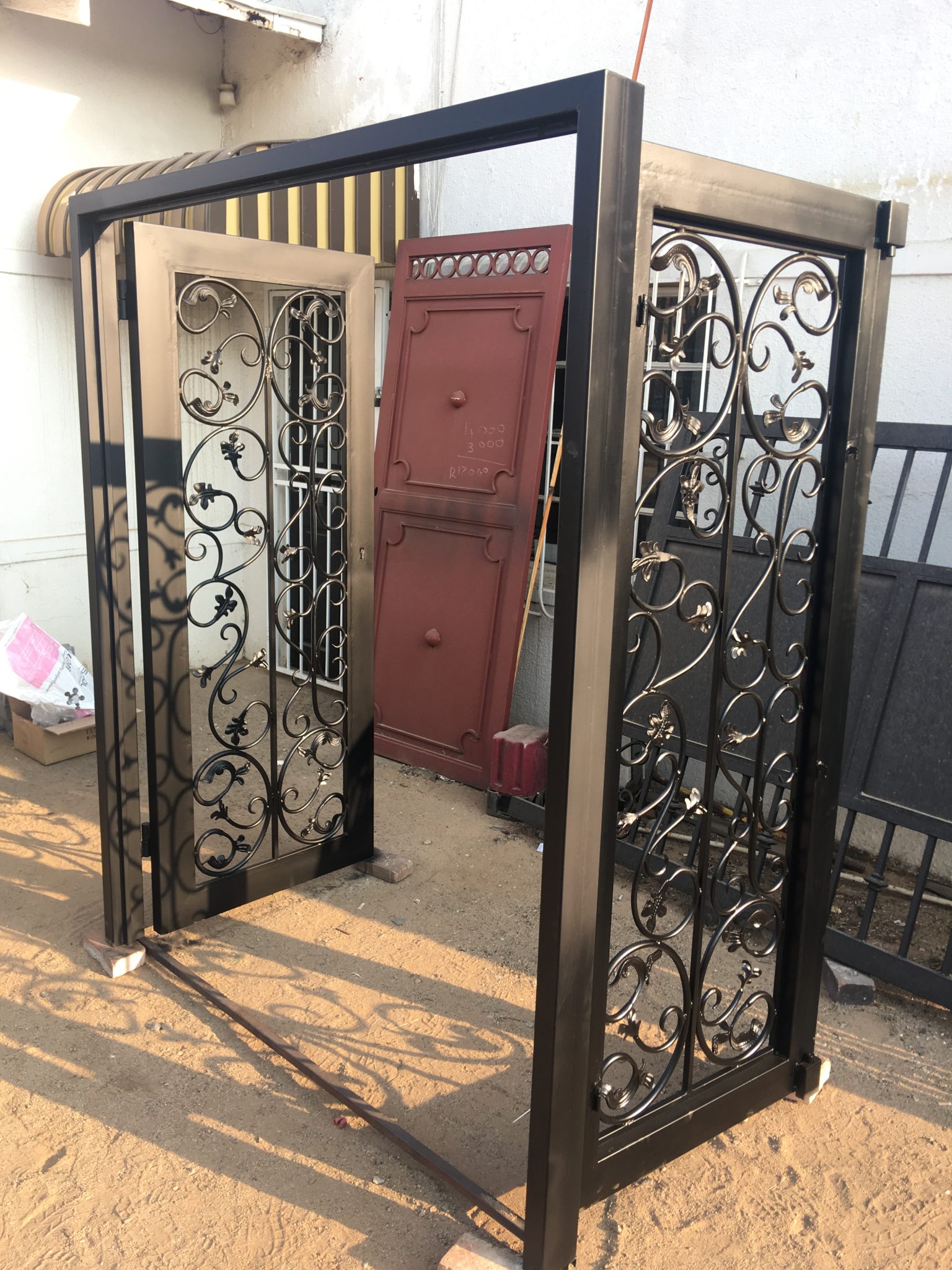 wrought iron glass doors with scrolls available now in Gauteng